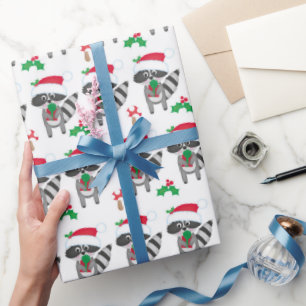 Cadeau Papier d'emballage de Noël de Raton Laveur
