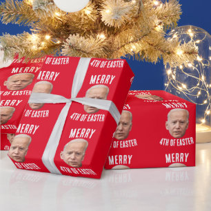 CADEAU PAPIER D'EMBALLAGE DE NOËL DRÔLE BIDEN CONFUS