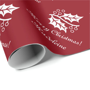 Cadeau Papier d'emballage de Noël élégant avec le feui