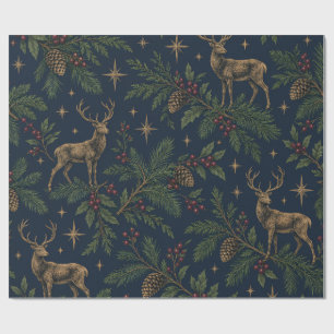 Cadeau Papier d'emballage de Noël élégant cerfs marine bo