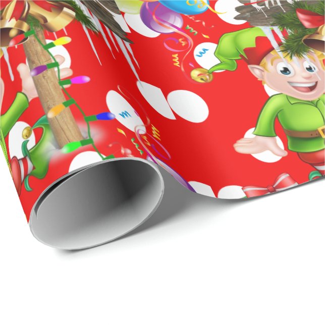 Cadeau Papier d'emballage de Noël Elfe (Coin rond)