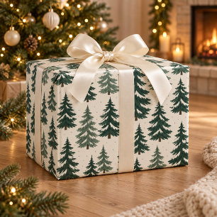 Cadeau Papier d'emballage de Noël en bois de forêt de feu