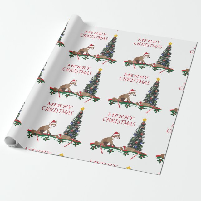Cadeau papier d'emballage de Noël, faune  (Déroulé)