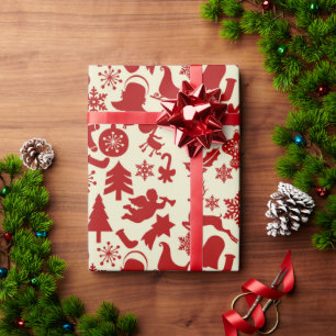 Cadeau Papier d'emballage de Noël festif motif RusticRed