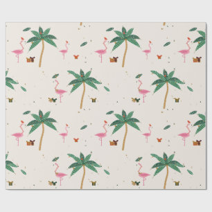Cadeau Papier d'emballage de Noël Flamingo Noël Crème
