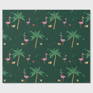 Cadeau Papier d'emballage de Noël Flamingo Noël Émeraude
