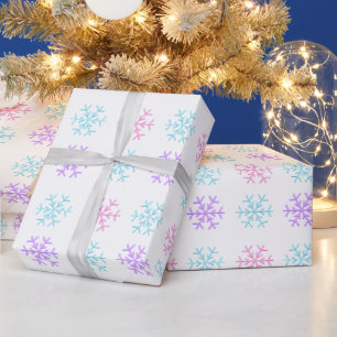 Cadeau Papier d'emballage de Noël flocon de neige pastel