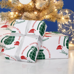Cadeau Papier d'emballage de Noël Grenade Verte