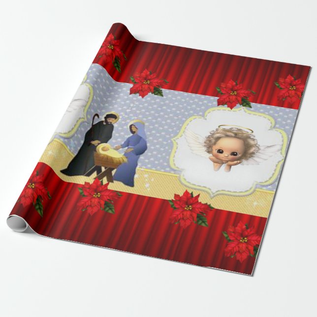 Cadeau Papier d'emballage de Noël Jésus Ange (Déroulé)