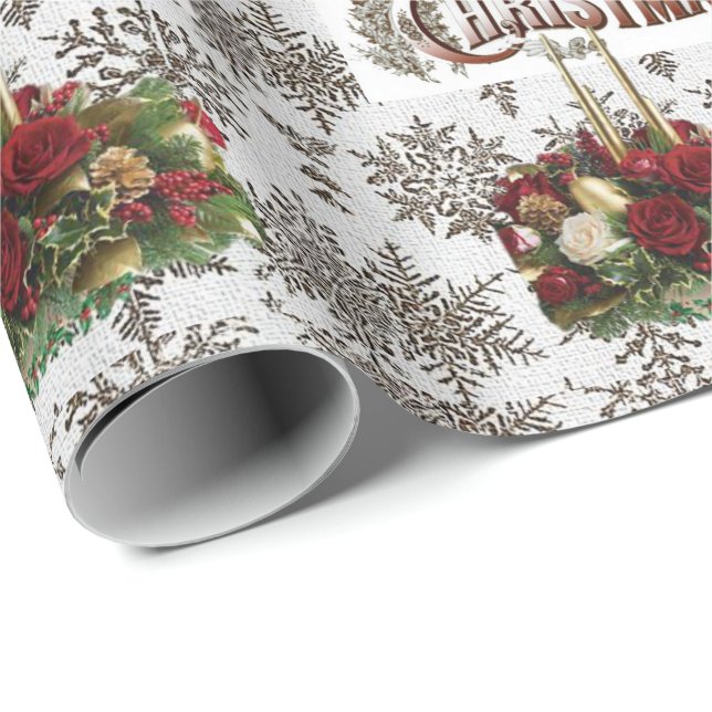Cadeau Papier d'emballage de Noël Joyeux Noël (Coin rond)