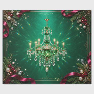 Cadeau Papier d'emballage de Noël Lustre Émeraude Luxe