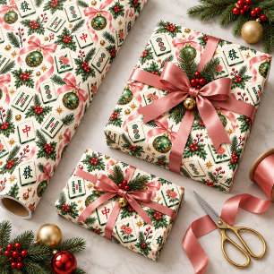 Cadeau Papier d'emballage de Noël Mahjong élégant