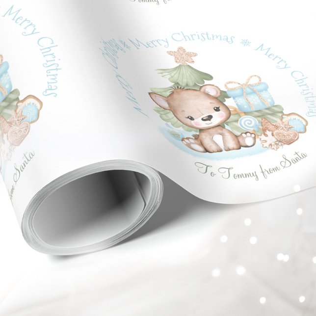 Cadeau Papier d'emballage de Noël mignon pour Baby Boy no (Cute Christmas wrapping paper for Baby Boy name)