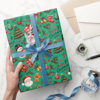 Cadeau Papier d'emballage de Noël motif sans couture