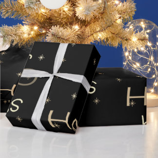 Cadeau Papier d'emballage de Noël noir et or