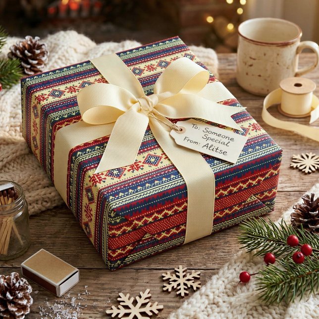 Cadeau Papier d'emballage de Noël Nordic Fair Isle (Créateur téléchargé)