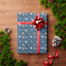 Papier d'emballage de Noël Nordique Bleu