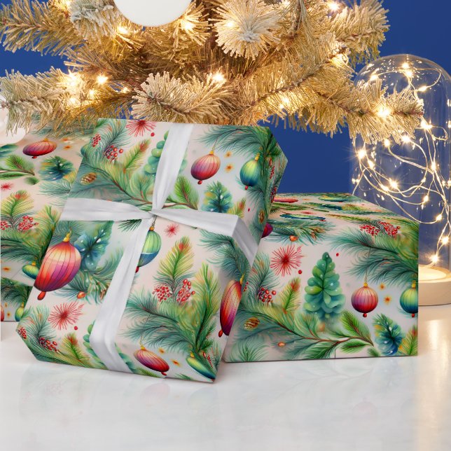 Cadeau Papier d'emballage de Noël ornementaux vintages (Vacances)