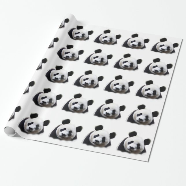 Cadeau Papier d'emballage de Noël Panda noir et blanc (Déroulé)