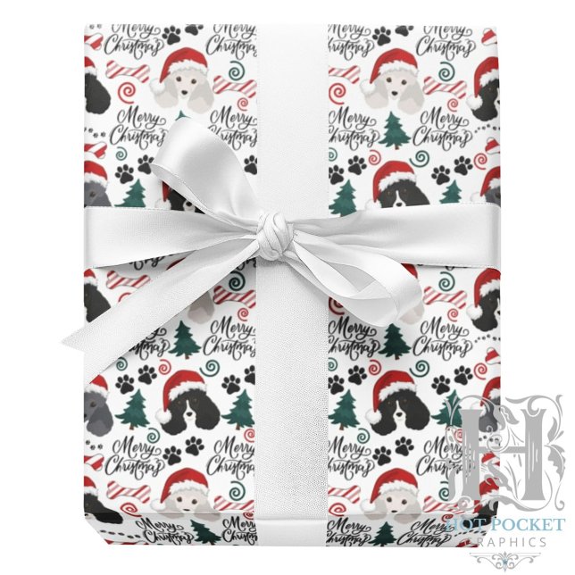 Cadeau Papier d'emballage de Noël Parti Poodle (Créateur téléchargé)