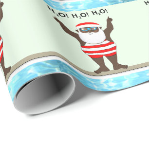 Cadeau Papier d'emballage de Noël Père Noël natation