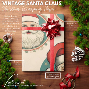 Cadeau Papier d'emballage de Noël Père Noël vintage