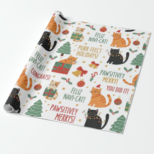 Cadeau Papier d'emballage de Noël pour chat de luxe Félin