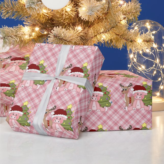 Cadeau Papier d'emballage de Noël pour cochons (Vacances)