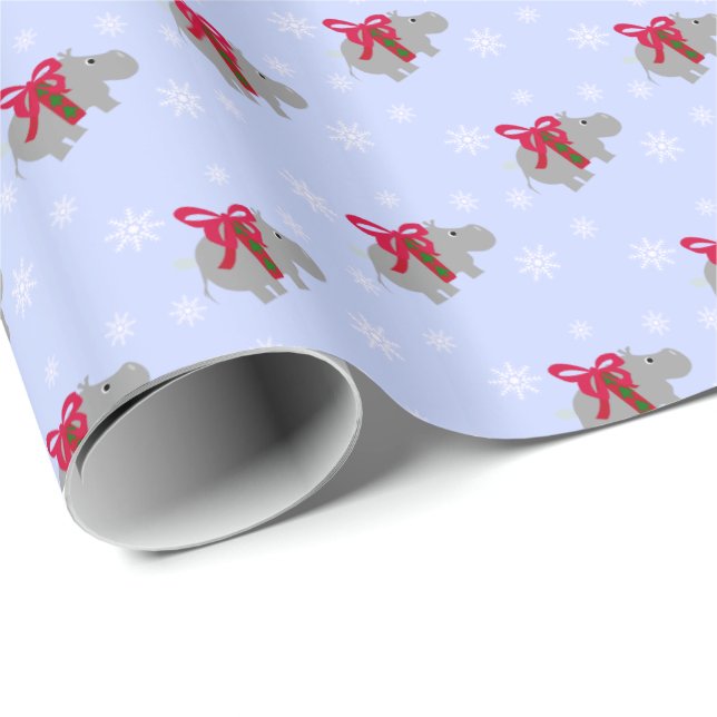 Cadeau Papier d'emballage de Noël pour hippopotame (Coin rond)