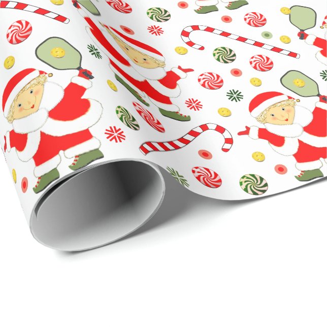 Cadeau Papier d'emballage de Noël pour pickleball (Coin rond)