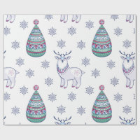 Papier d'emballage de Noël - Renne et sapins