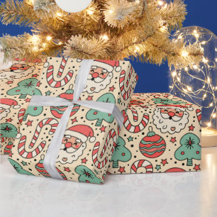 Cadeau Papier d'emballage de Noël Rétro Merry & Groovy