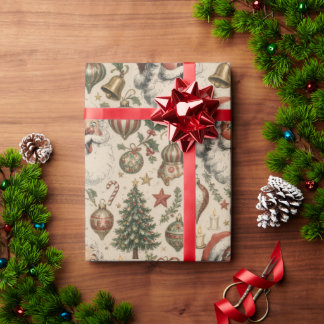 Cadeau Papier d'emballage de Noël rétro vintage