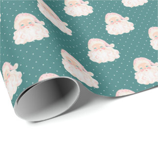 Cadeau Papier d'emballage de Noël rose vintage Santa sarc