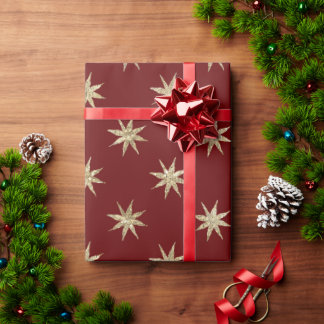 Cadeau Papier d'emballage de Noël rouge avec motif d'étoi