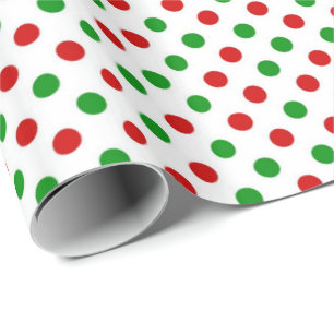Cadeau Papier d'emballage de Noël rouge et vert de pois