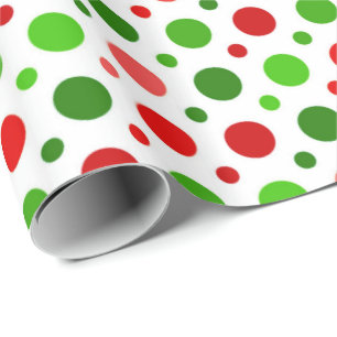 Cadeau Papier d'emballage de Noël rouge et vert de pois