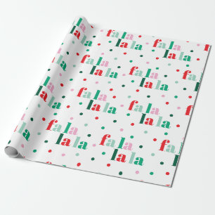 Cadeau Papier d'emballage de Noël Rouge Vert Rose Fa La L