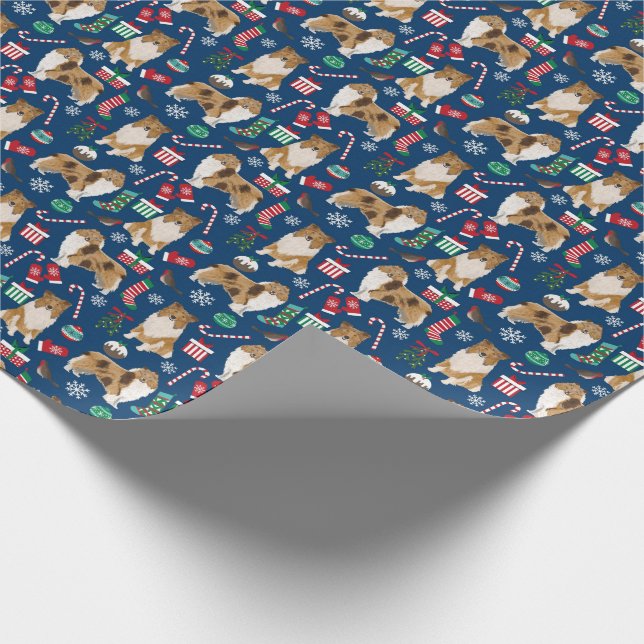 Cadeau Papier d'emballage de Noël Rough Collie (Coin)