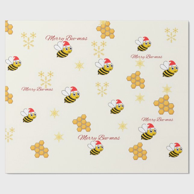 Cadeau Papier d'emballage de Noël Rustique Bee (Plat)