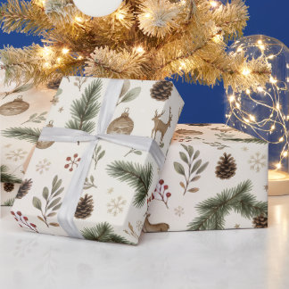 Cadeau Papier d'emballage de Noël Rustique en Bois