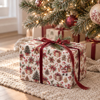 Cadeau Papier d'emballage de Noël Santa & Cadeaux