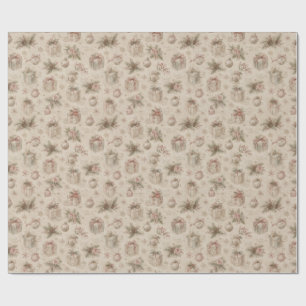 Cadeau papier d'emballage de Noël shabby chic