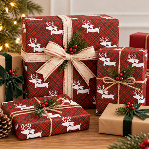 Cadeau Papier d'emballage de Noël teckel rennes