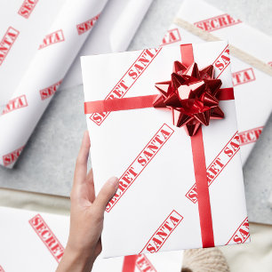 Cadeau Papier d'emballage de Noël texte Secret Santa roug