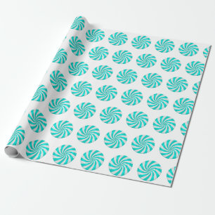 Cadeau Papier d'emballage de Noël turquoise de bonbon du