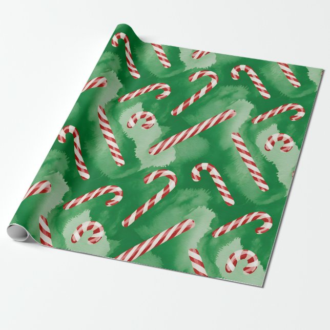 Cadeau Papier d'emballage de Noël vert rétro (Déroulé)