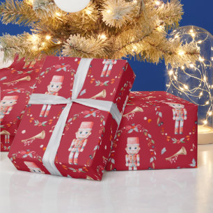 Cadeau Papier d'emballage de Noël vintage avec soldat de