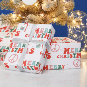 Cadeau Papier d'emballage de Noël Vintage Retro Groovy