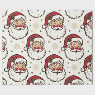 Cadeau Papier d'emballage de Noël visage de Père Noël vin
